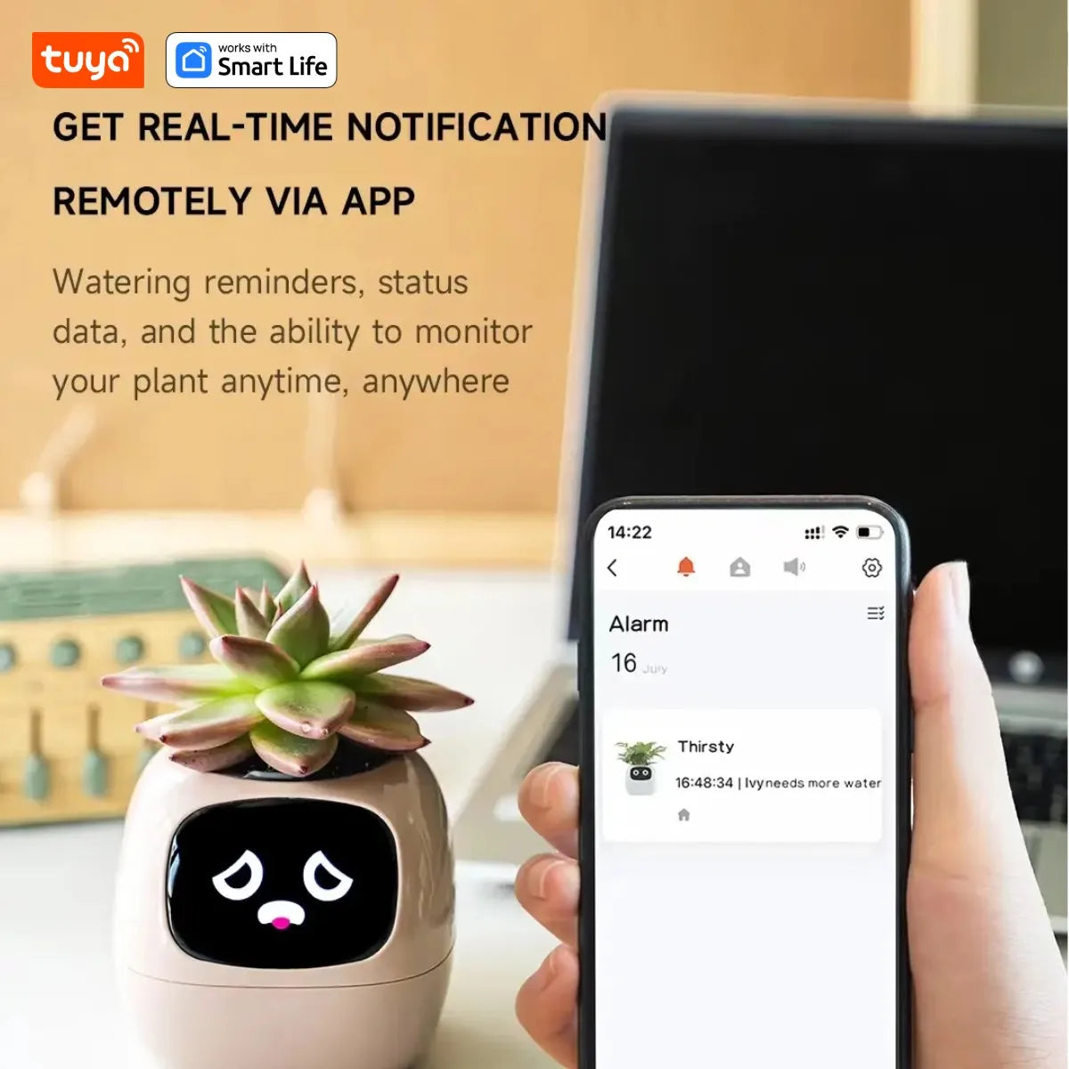 Tuya Ivy Smart Planter – 49+ Expressions, 7 Sensors & AI Chip for Interactive Plant Care