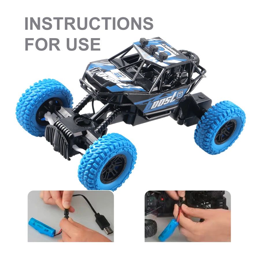 RC Off-Road Car with Flashing Lights – Remote Control Toy with Rubber Tires