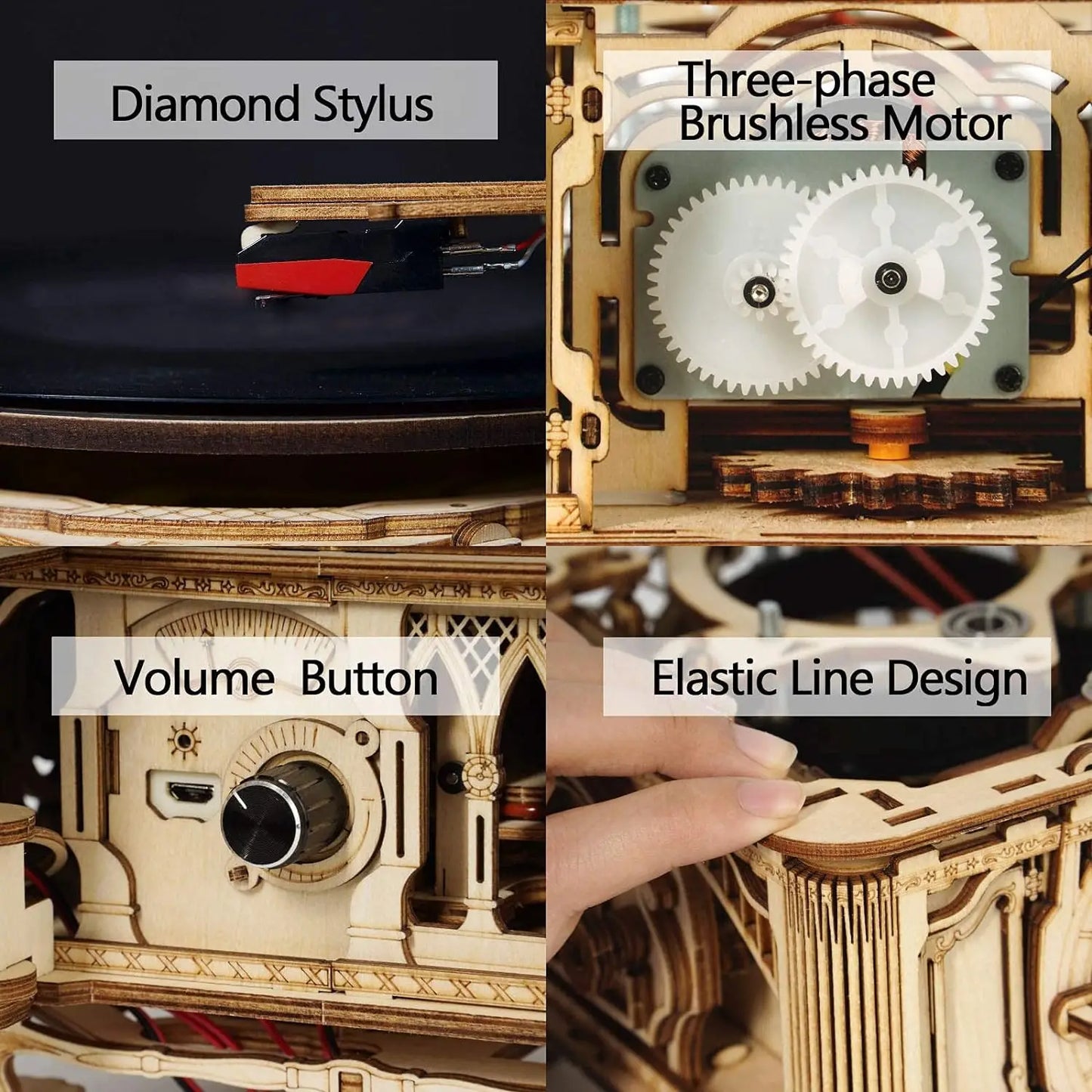 Classic Gramophone – 3D Wooden Puzzle Music Player (LKB01 / LKB01D)