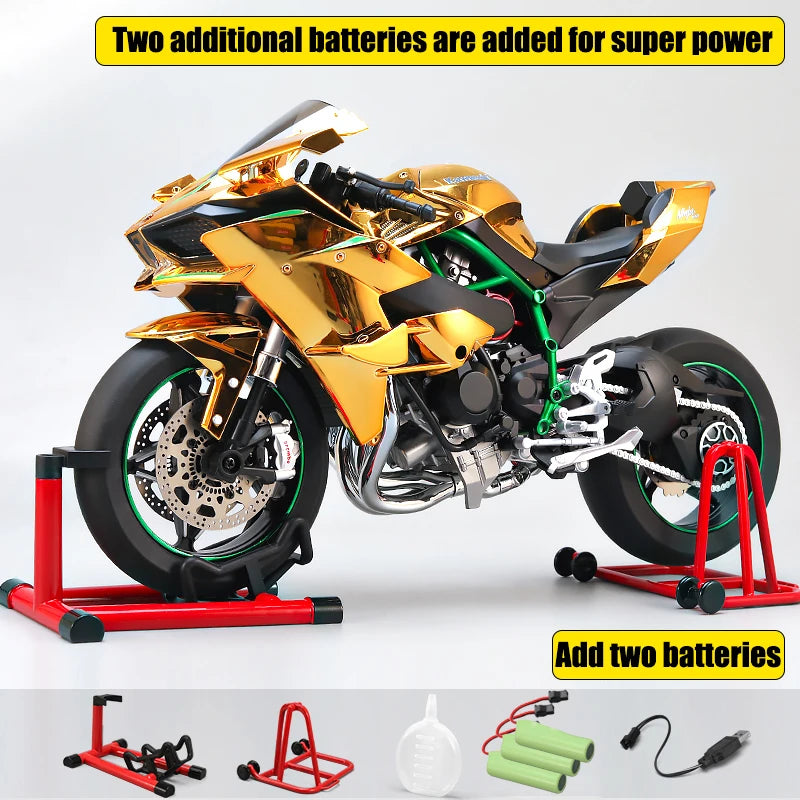 1:6 Kawasaki H2R Diecast Motorcycle Model – Dynamic Alloy Bike with Sound, Light & Spray Effects