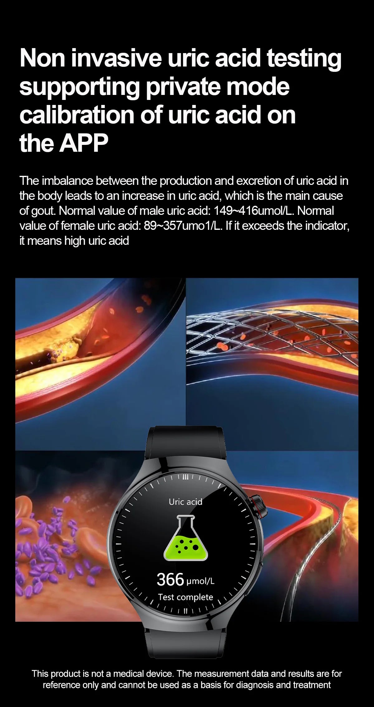 VitaPulse TK26 – 5-Organ Health Smartwatch with Uric Acid & Blood Lipid Tracker