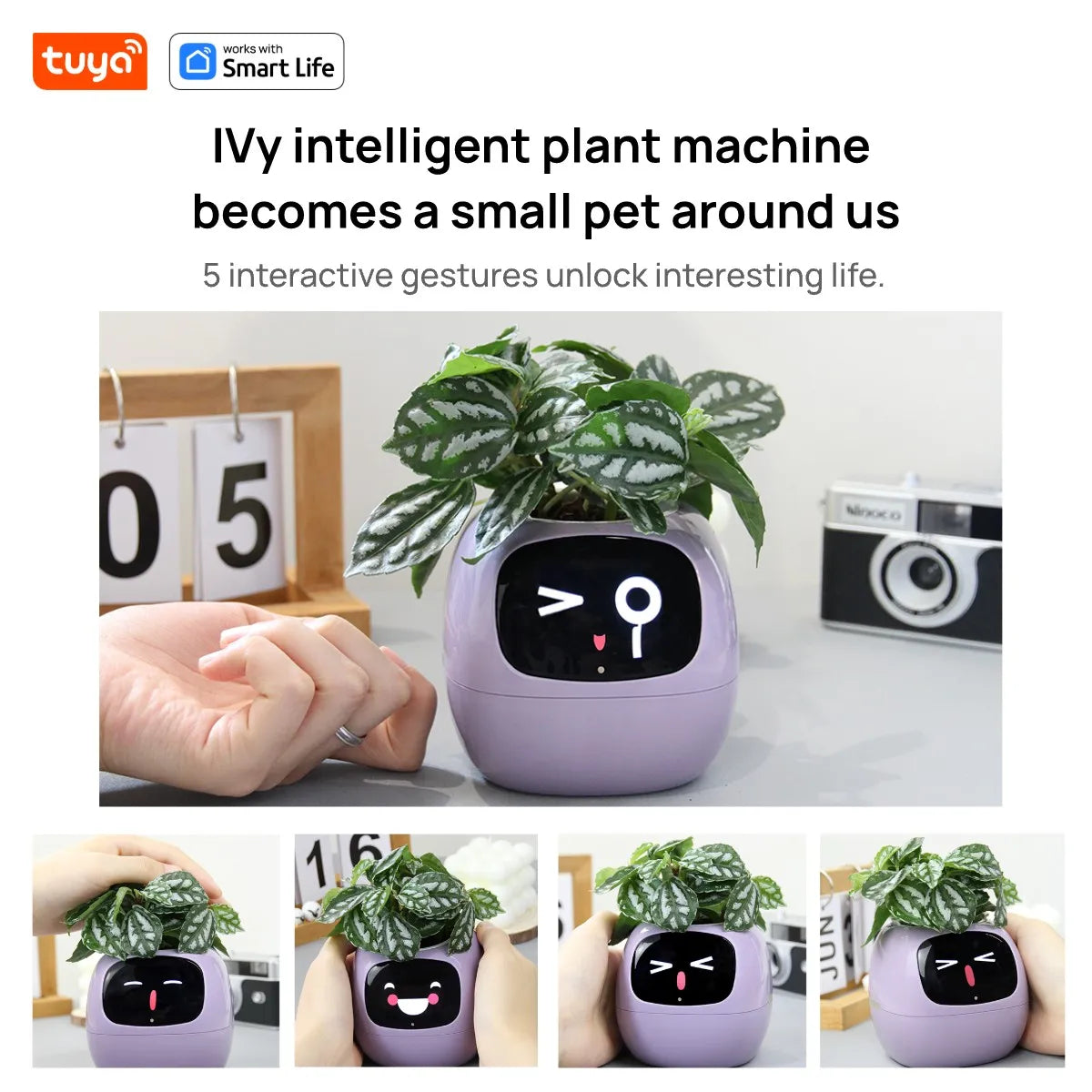 Tuya Ivy Smart Planter – 49+ Expressions, 7 Sensors & AI Chip for Interactive Plant Care