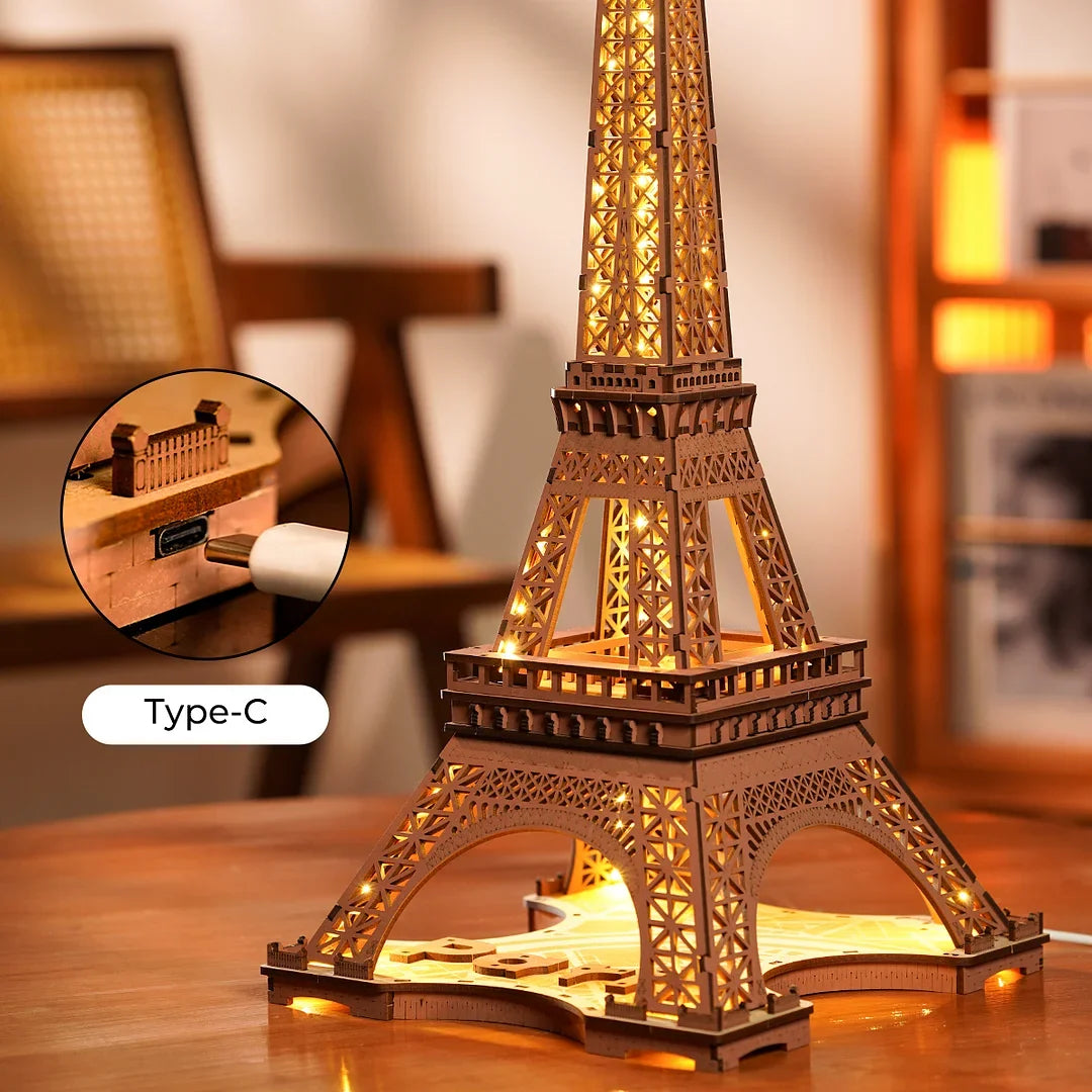 Night of the Eiffel Tower 3D Wooden Puzzle (164 Pcs, 53cm Tall)