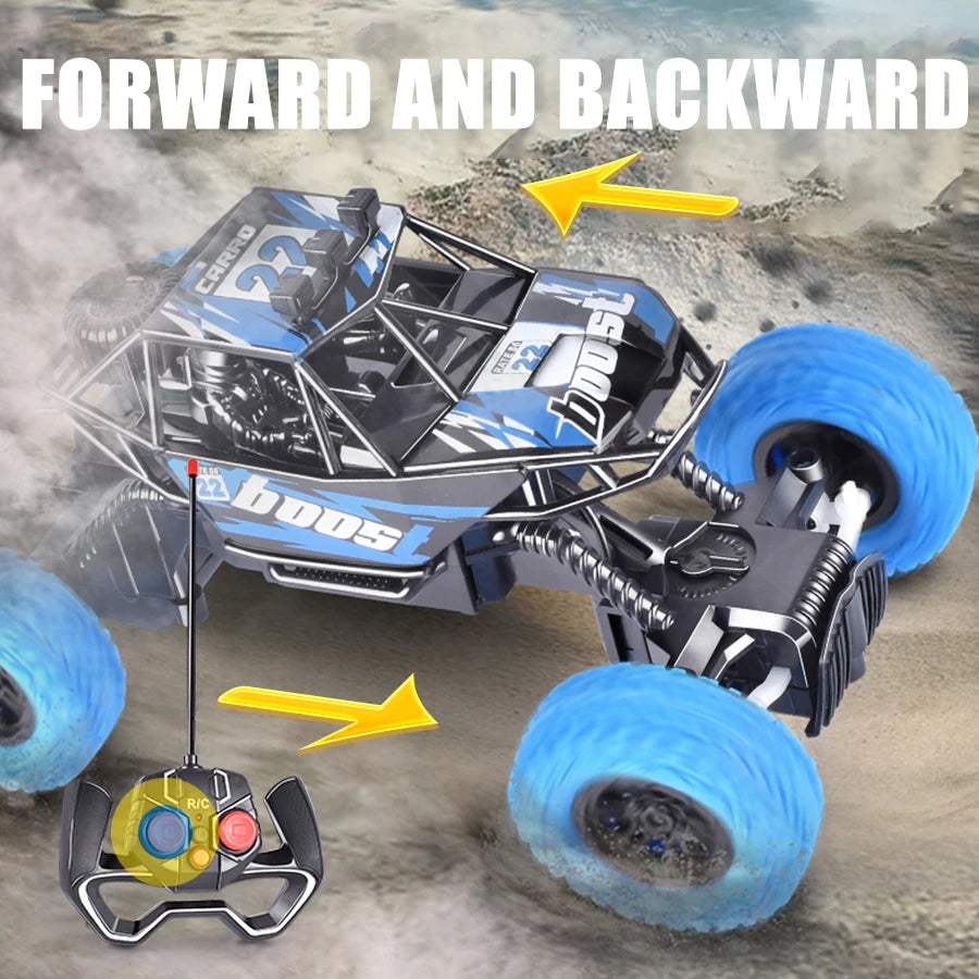 RC Off-Road Car with Flashing Lights – Remote Control Toy with Rubber Tires