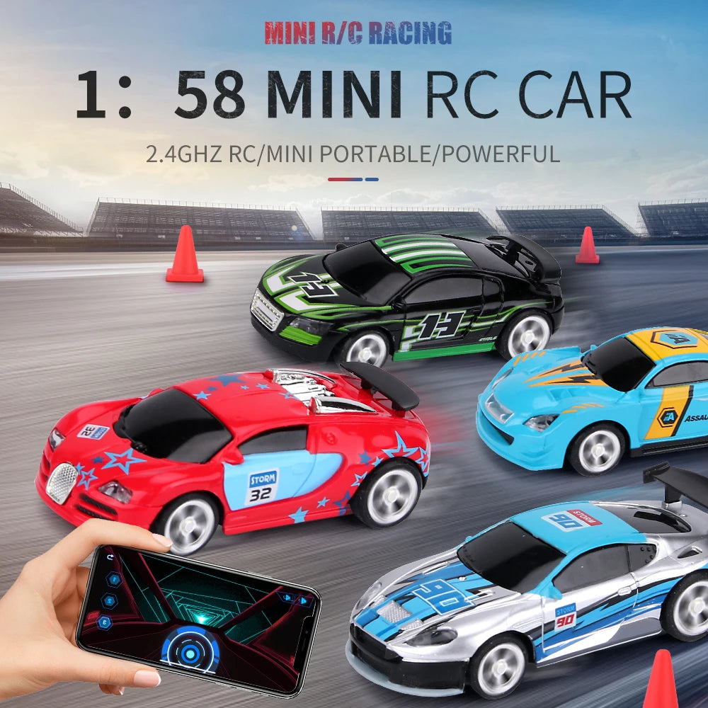 1:58 Mini RC Drift Car – Bluetooth-Controlled Toy in PVC Can Pack (Model 8023)
