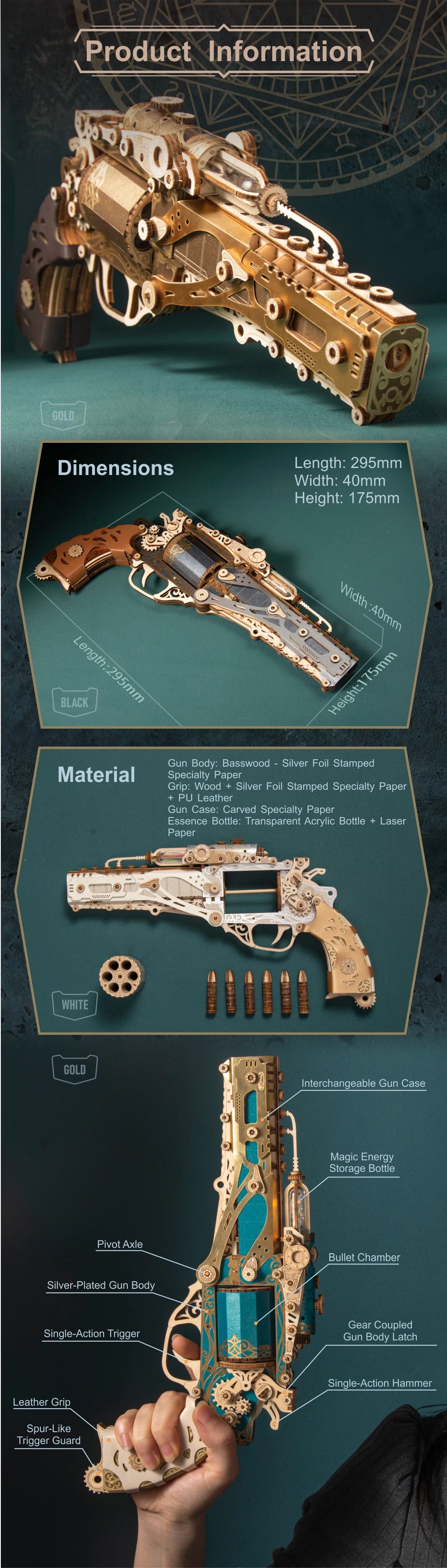 DIY 3D Wooden Puzzle Steam Revolver