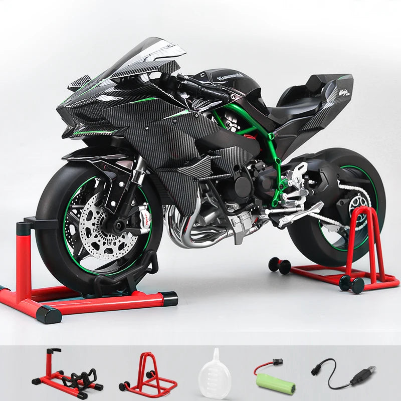 1:6 Kawasaki H2R Diecast Motorcycle Model – Dynamic Alloy Bike with Sound, Light & Spray Effects
