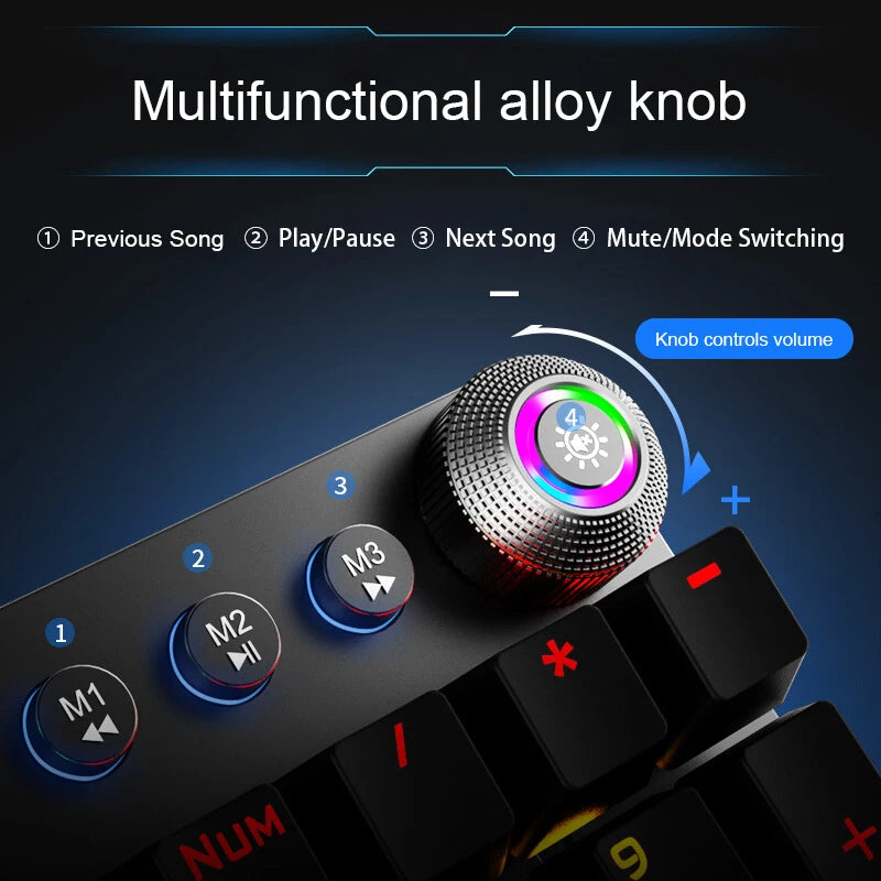 AULA F2088 Mechanical Gaming Keyboard – 104 Keys with Multi-Function Knob