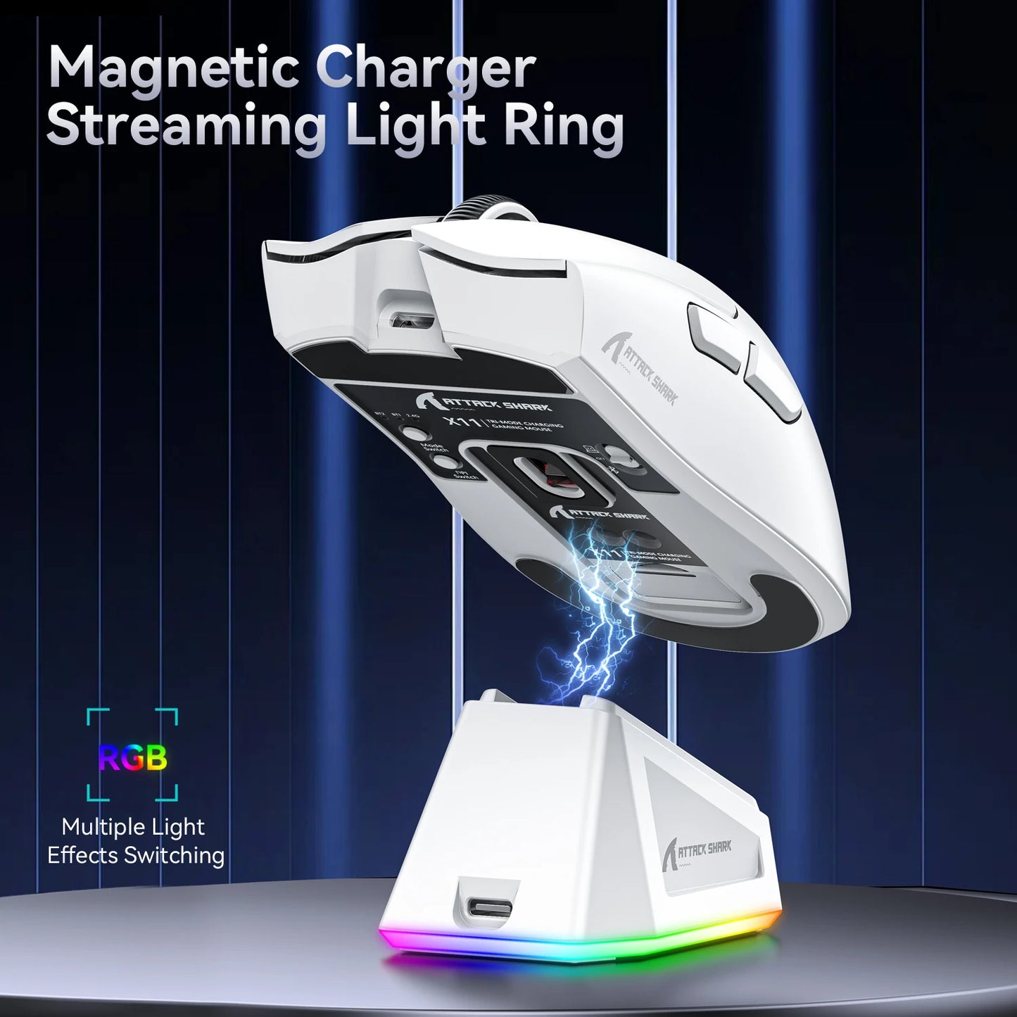 Attack Shark X11 Tri-Mode Gaming Mouse – RGB + Magnetic Charging Dock