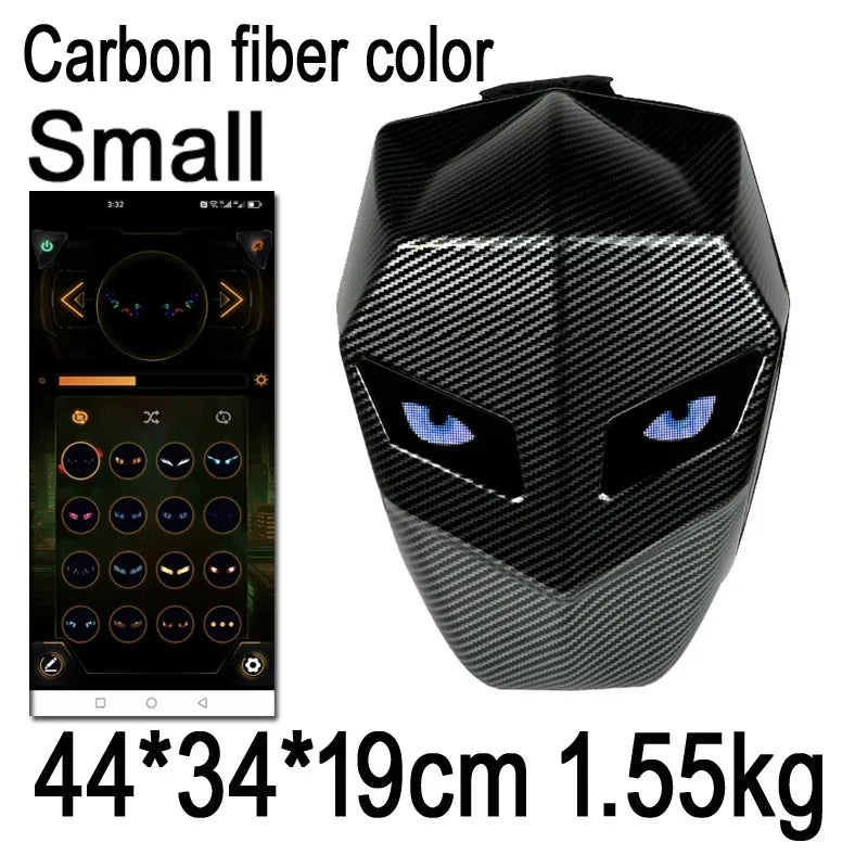 LED Knight Backpack-Hard Shell Motorcycle Bag with Luminous Eyes & Bluetooth App Control
