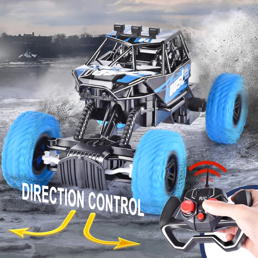 RC Off-Road Car with Flashing Lights – Remote Control Toy with Rubber Tires