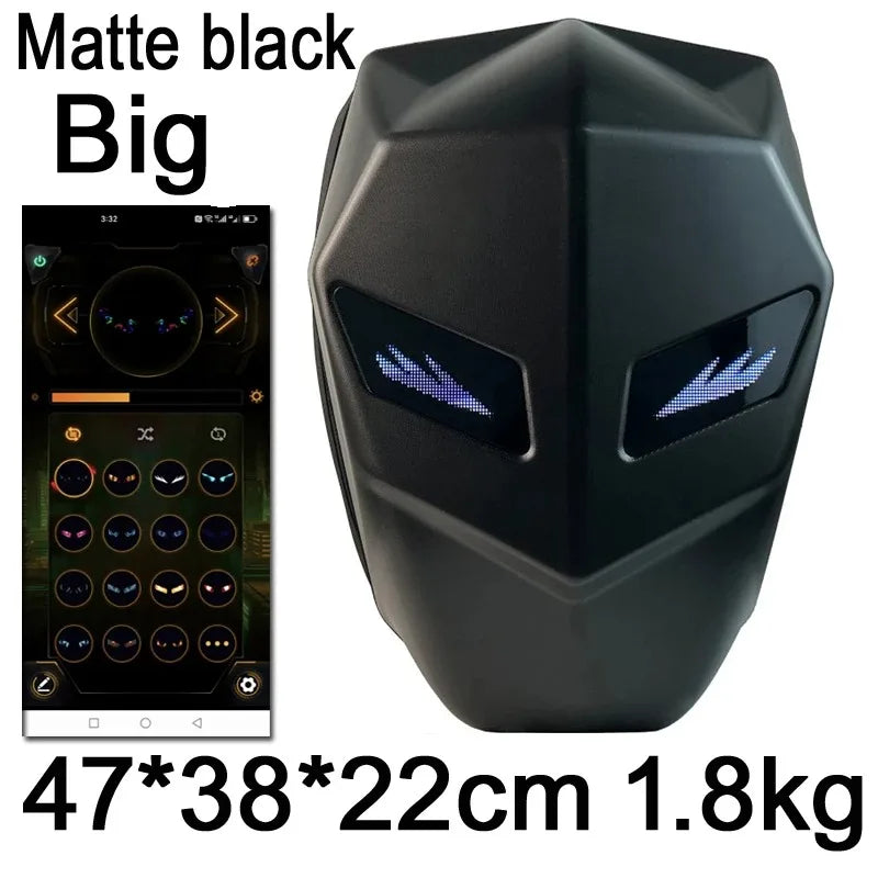 LED Knight Backpack-Hard Shell Motorcycle Bag with Luminous Eyes & Bluetooth App Control