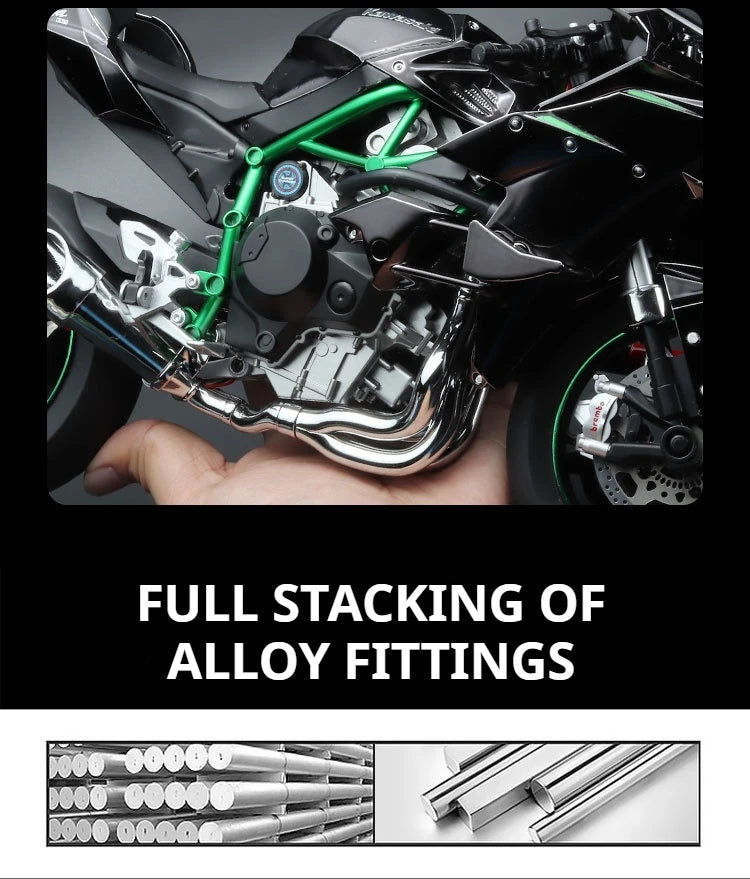 1:6 Kawasaki H2R Diecast Motorcycle Model – Dynamic Alloy Bike with Sound, Light & Spray Effects