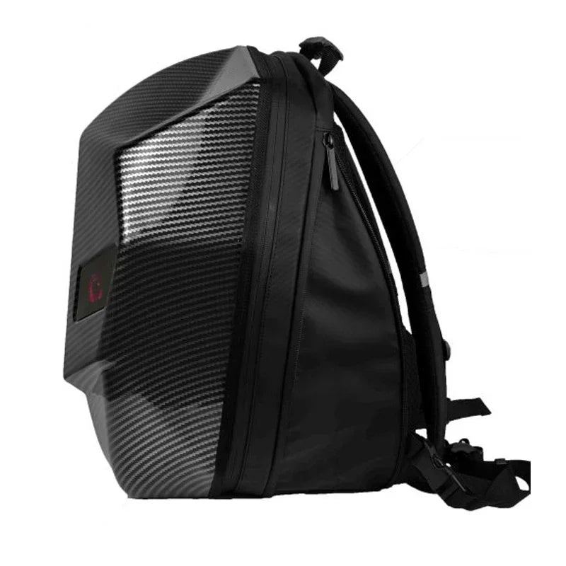 LED Knight Backpack-Hard Shell Motorcycle Bag with Luminous Eyes & Bluetooth App Control