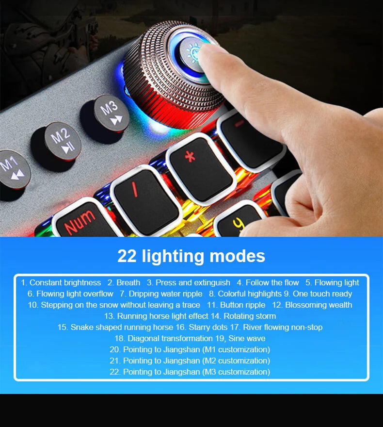 AULA F2088 Mechanical Gaming Keyboard – 104 Keys with Multi-Function Knob