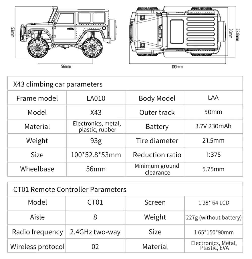 LDARC X43 – 1:43 Mini RC 4WD Crawler Car (RTR Edition)