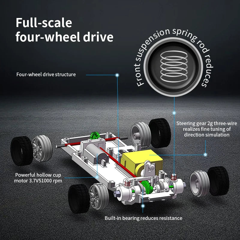 1/43 RC Drifting Car Racing RTR 4WD with Upgraded Gyro!