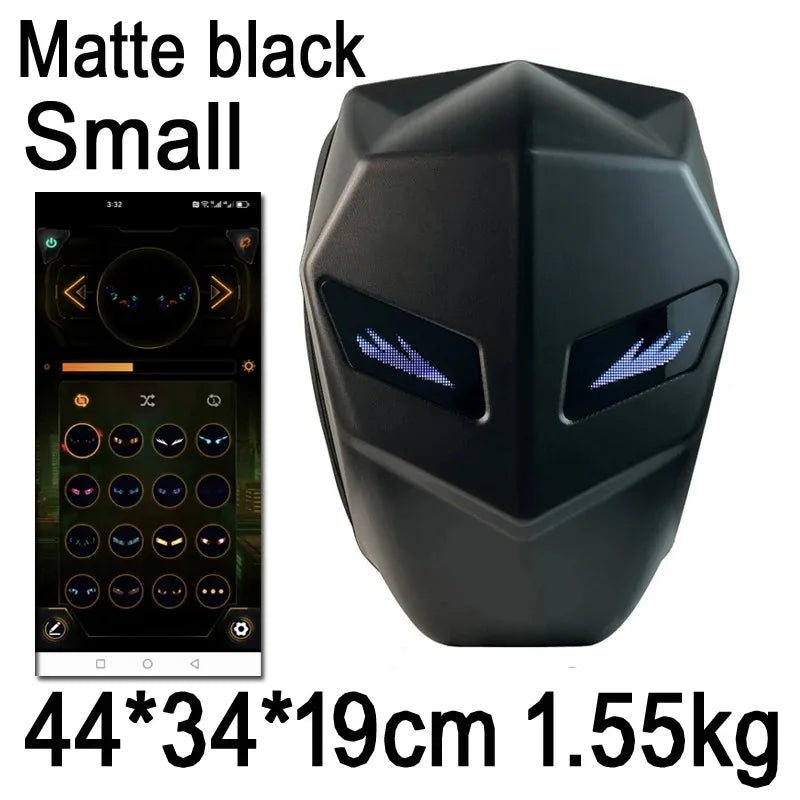 LED Knight Backpack-Hard Shell Motorcycle Bag with Luminous Eyes & Bluetooth App Control