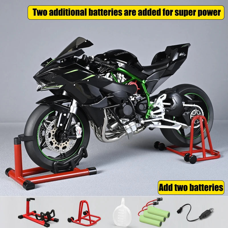 1:6 Kawasaki H2R Diecast Motorcycle Model – Dynamic Alloy Bike with Sound, Light & Spray Effects