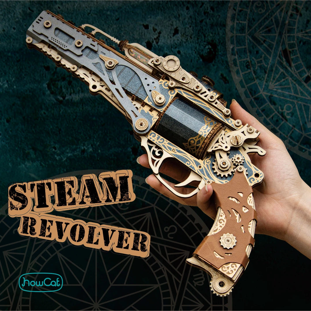 DIY 3D Wooden Puzzle Steam Revolver