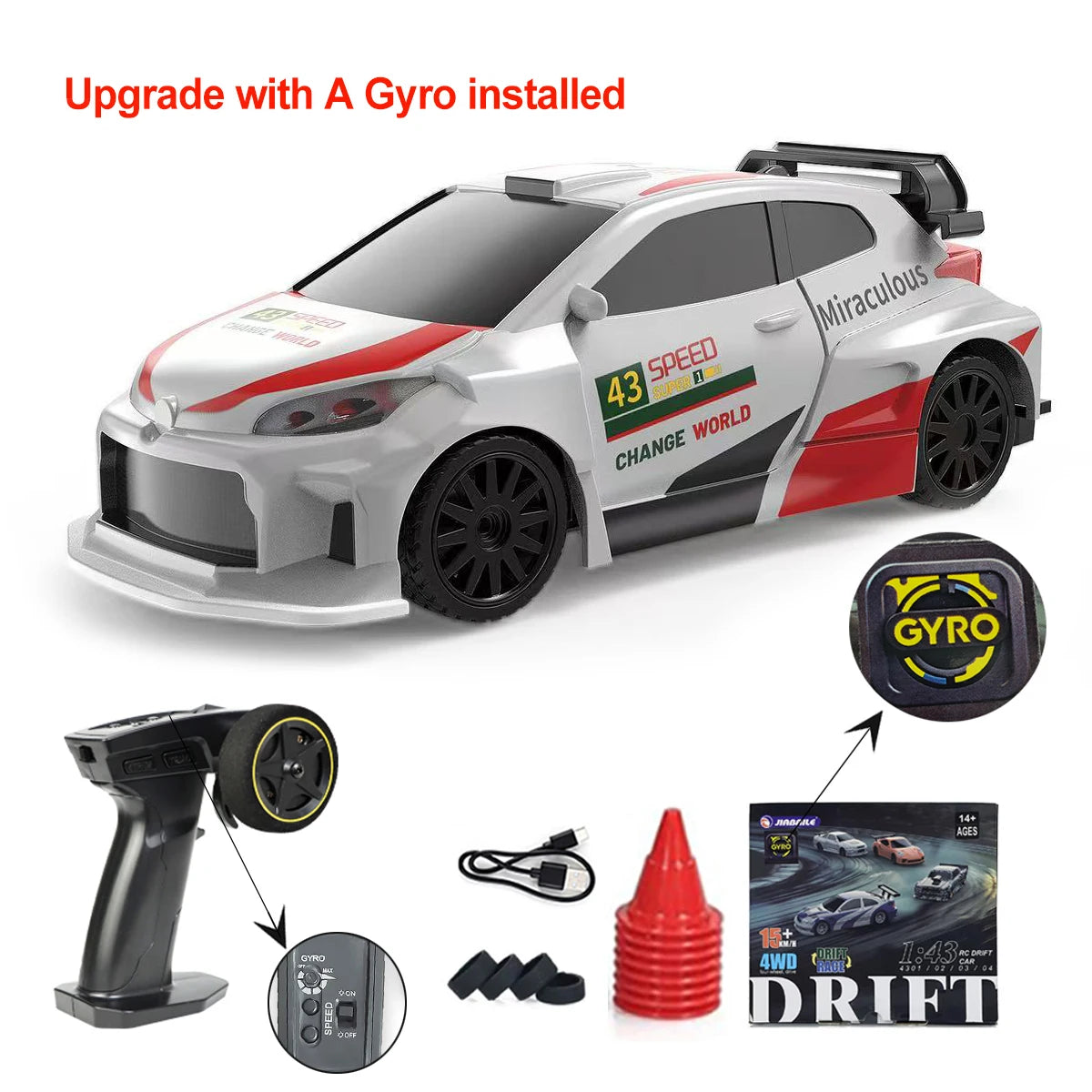 1/43 RC Drifting Car Racing RTR 4WD with Upgraded Gyro!