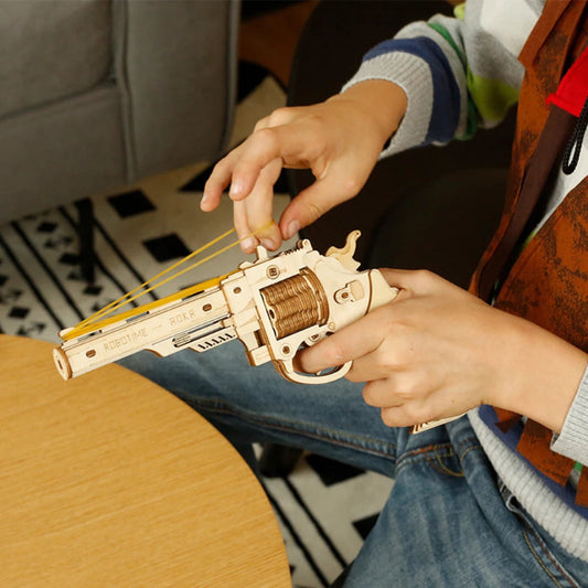 DIY Revolver and shogun 3D Wooden Gun Puzzle- Rubber Band Blaster