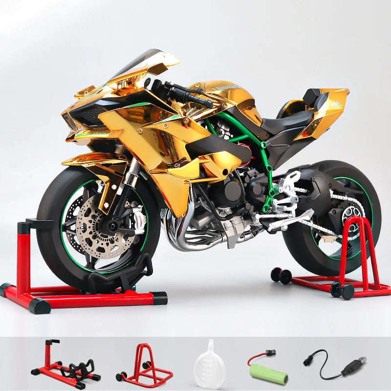1:6 Kawasaki H2R Diecast Motorcycle Model – Dynamic Alloy Bike with Sound, Light & Spray Effects