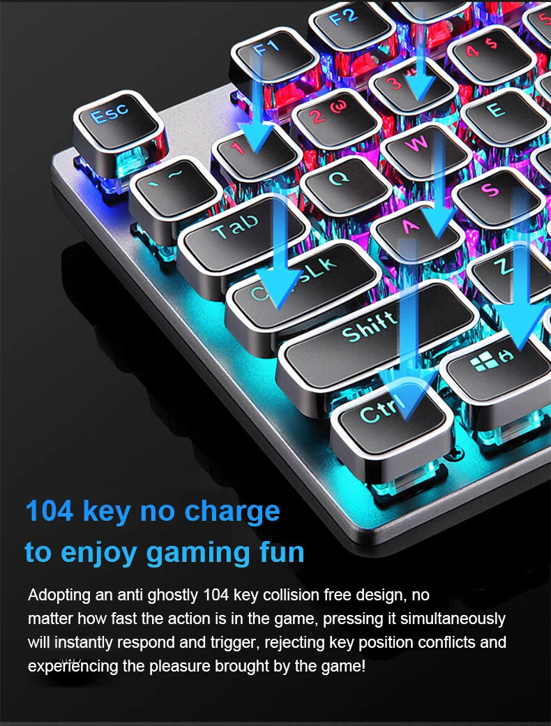 AULA F2088 Mechanical Gaming Keyboard – 104 Keys with Multi-Function Knob