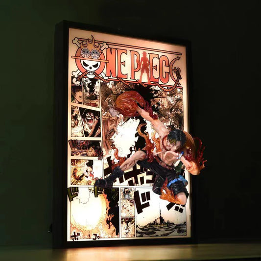 One Piece 3D Night Light Frame – Luffy, Ace & Sanji LED Wall Art (30×42cm)