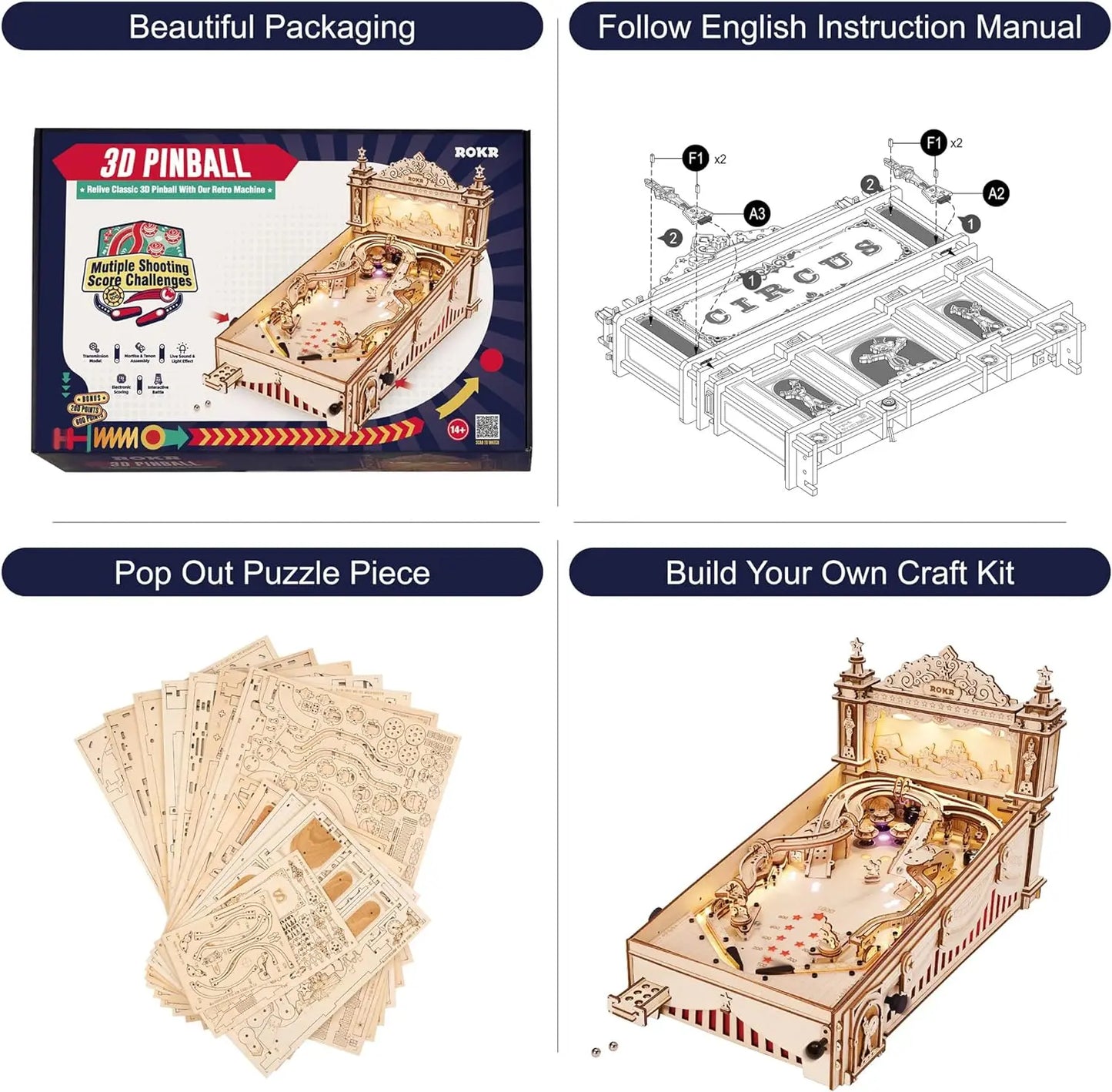 3D Wooden Pinball Machine