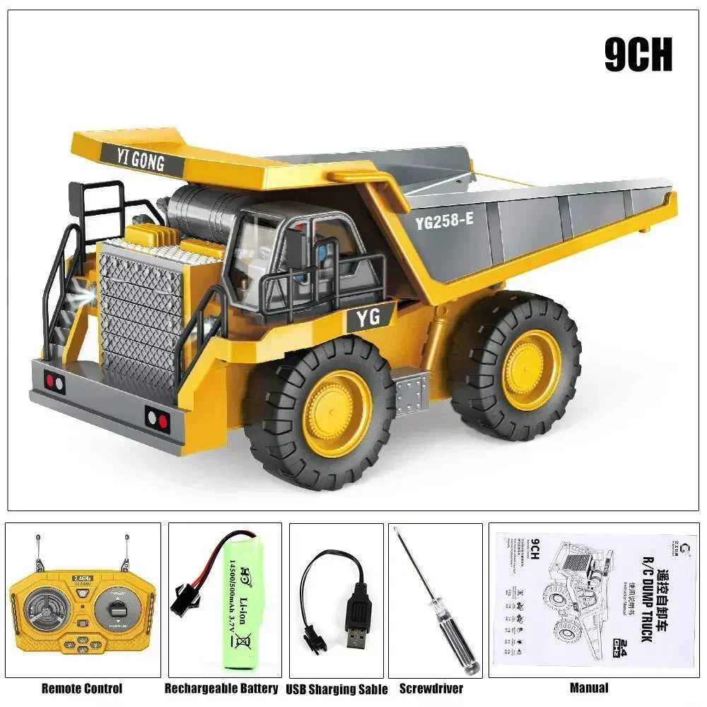 2.4GHz RC Construction Vehicle Series – Excavator, Dump Truck & Bulldozer (Simulated Alloy Models)