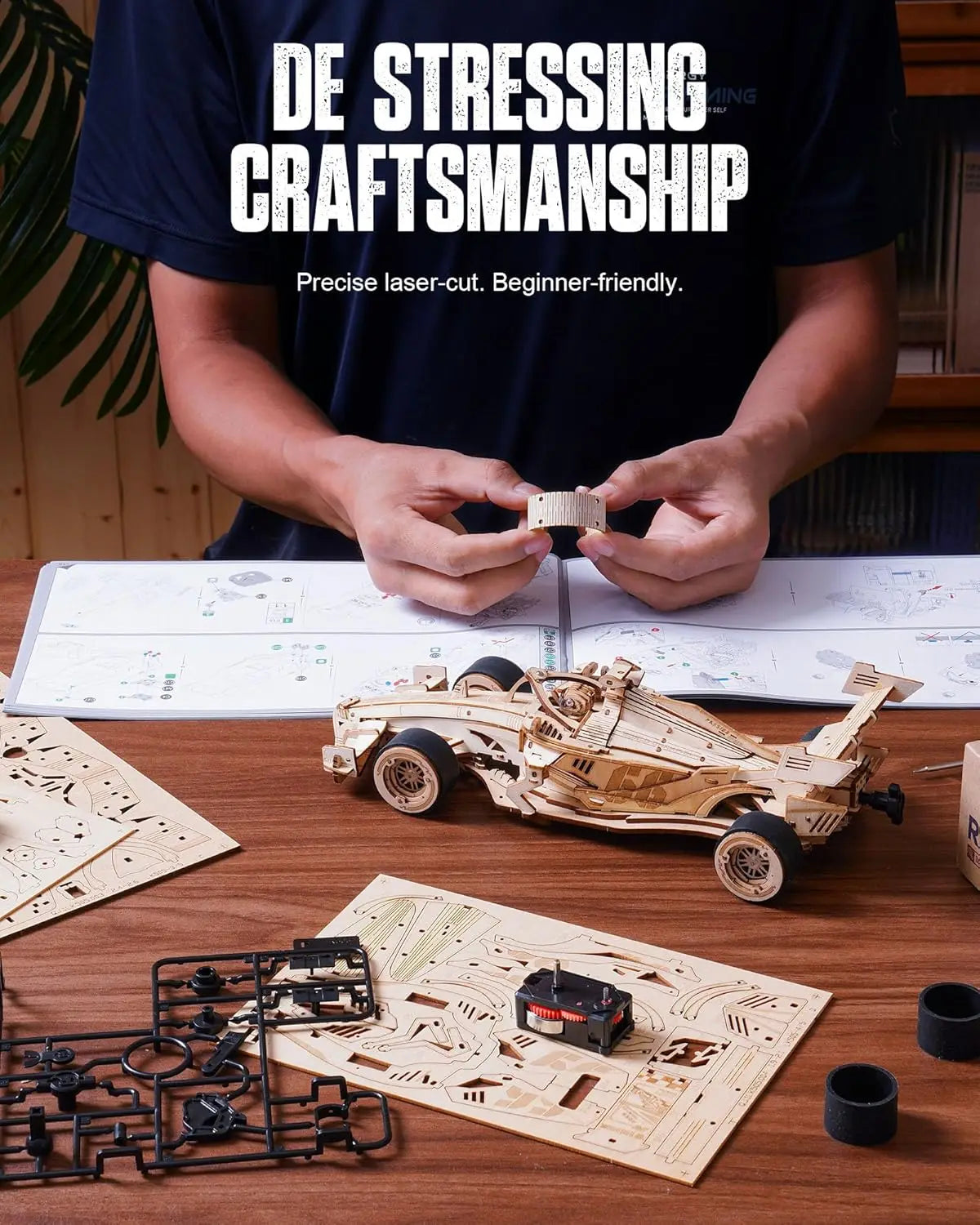 3D Wooden Racing Car Puzzle Kit