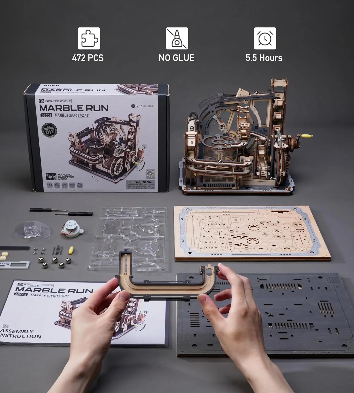 MARBLE SPACEPORT – Electric 3D Wooden Puzzle Kit