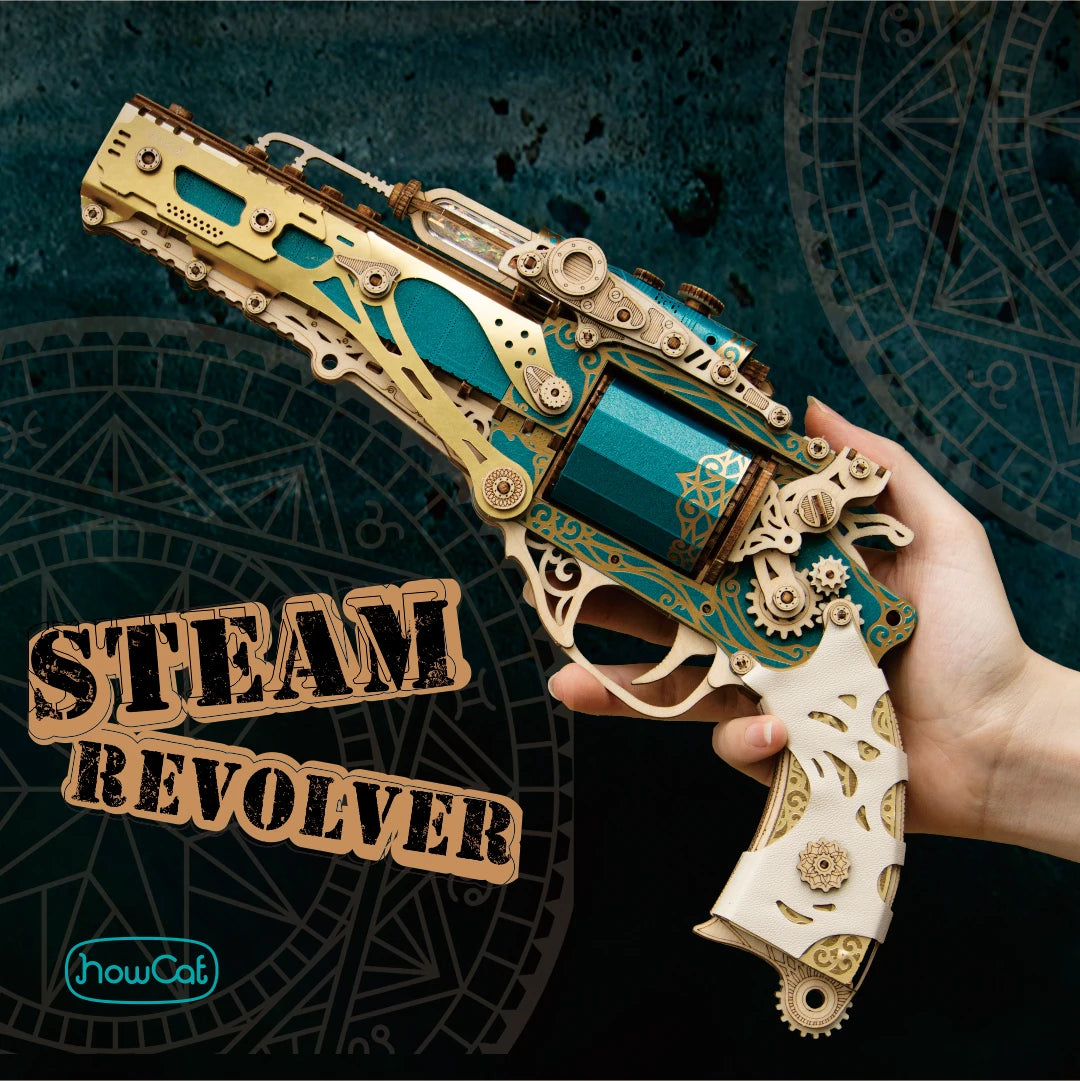 DIY 3D Wooden Puzzle Steam Revolver