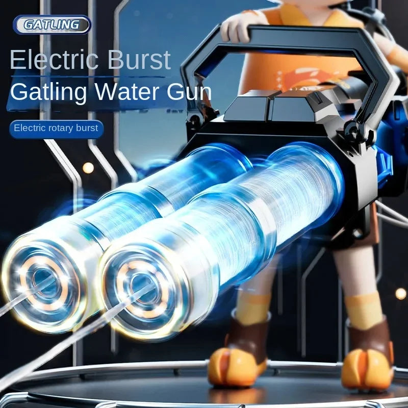 Spitfire Dual-Tube Electric Gatling Water Gun – High-Pressure Rotating Soaker with Large Capacity