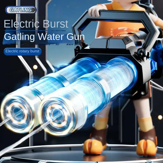Spitfire Dual-Tube Electric Gatling Water Gun – High-Pressure Rotating Soaker with Large Capacity