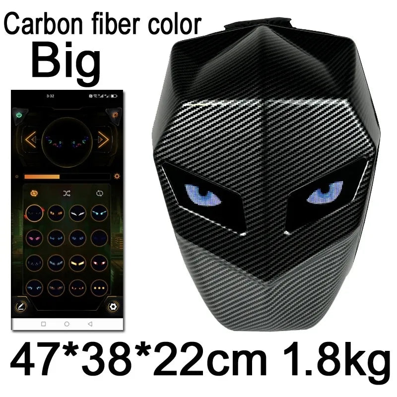 LED Knight Backpack-Hard Shell Motorcycle Bag with Luminous Eyes & Bluetooth App Control