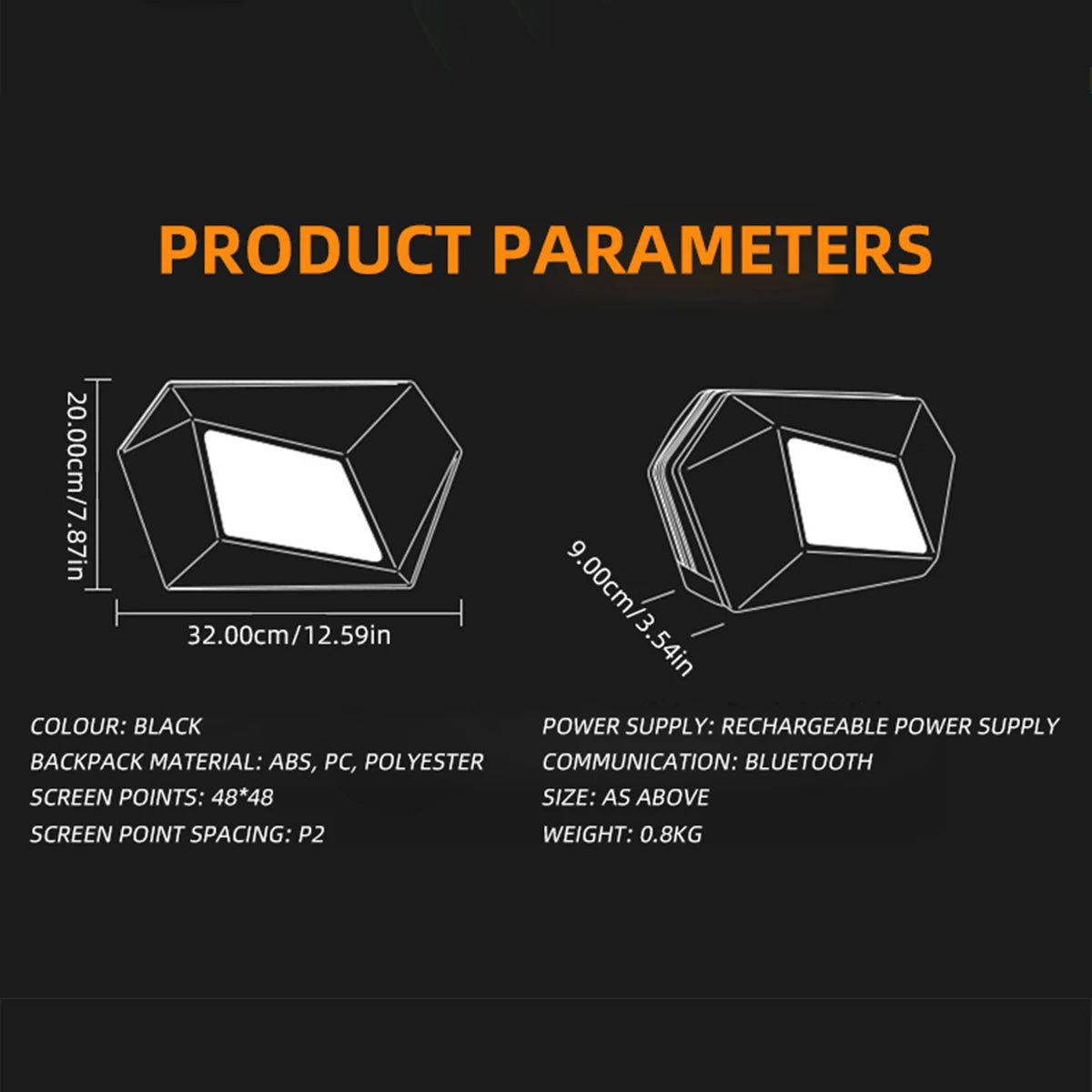 ShadowCore LED Knight Backpack – APP-Controlled Luminous Eye Display, Hard Shell, Waterproof.