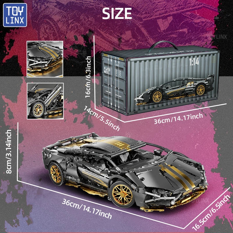 1:14 Scale Supercar Building Block Kit