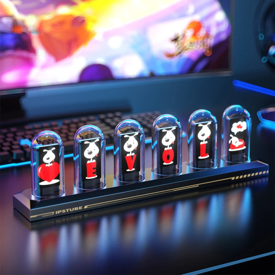 RGB IPS Nixie Tube Clock – LED Glow Display with HD Screen & Wi-Fi Sync
