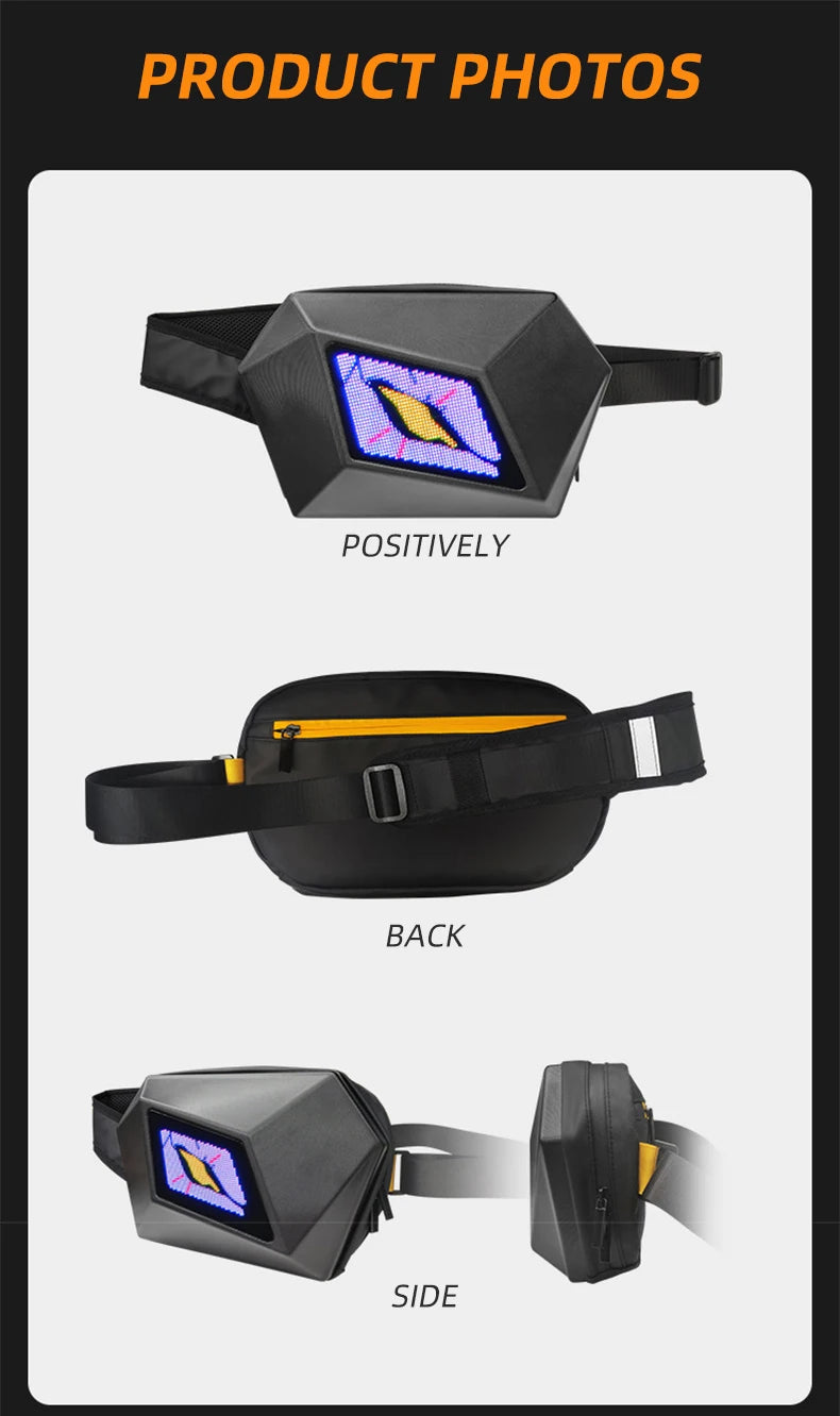 ShadowCore LED Knight Backpack – APP-Controlled Luminous Eye Display, Hard Shell, Waterproof.