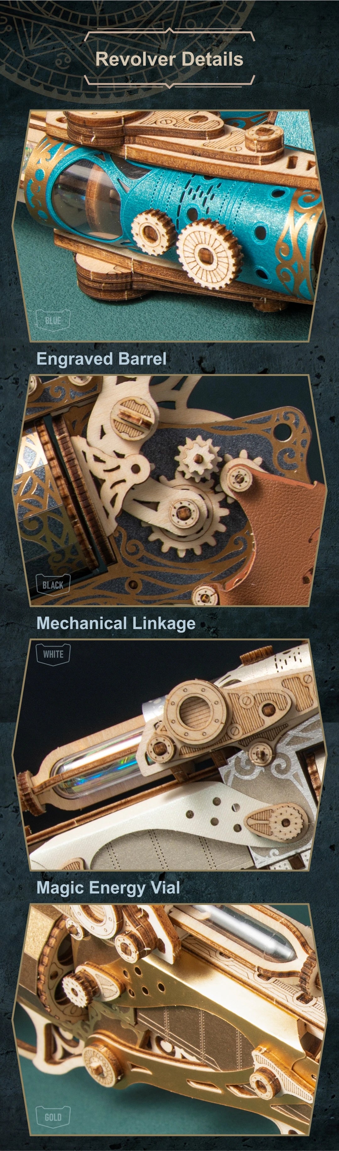 DIY 3D Wooden Puzzle Steam Revolver