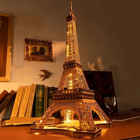 Night of the Eiffel Tower 3D Wooden Puzzle (164 Pcs, 53cm Tall)