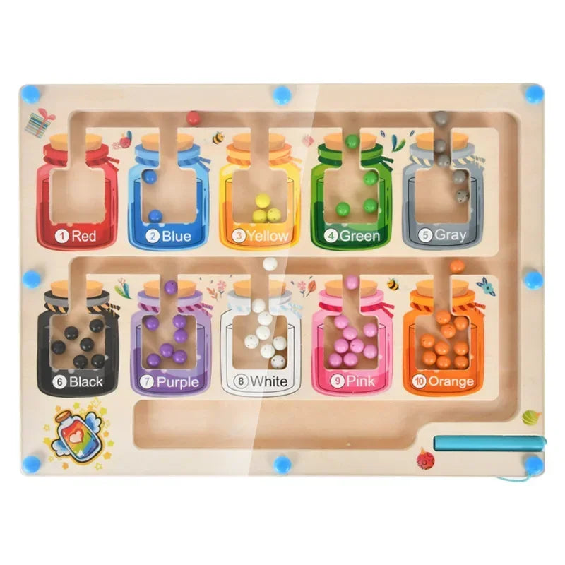 Magnetic Wooden Color & Number Maze