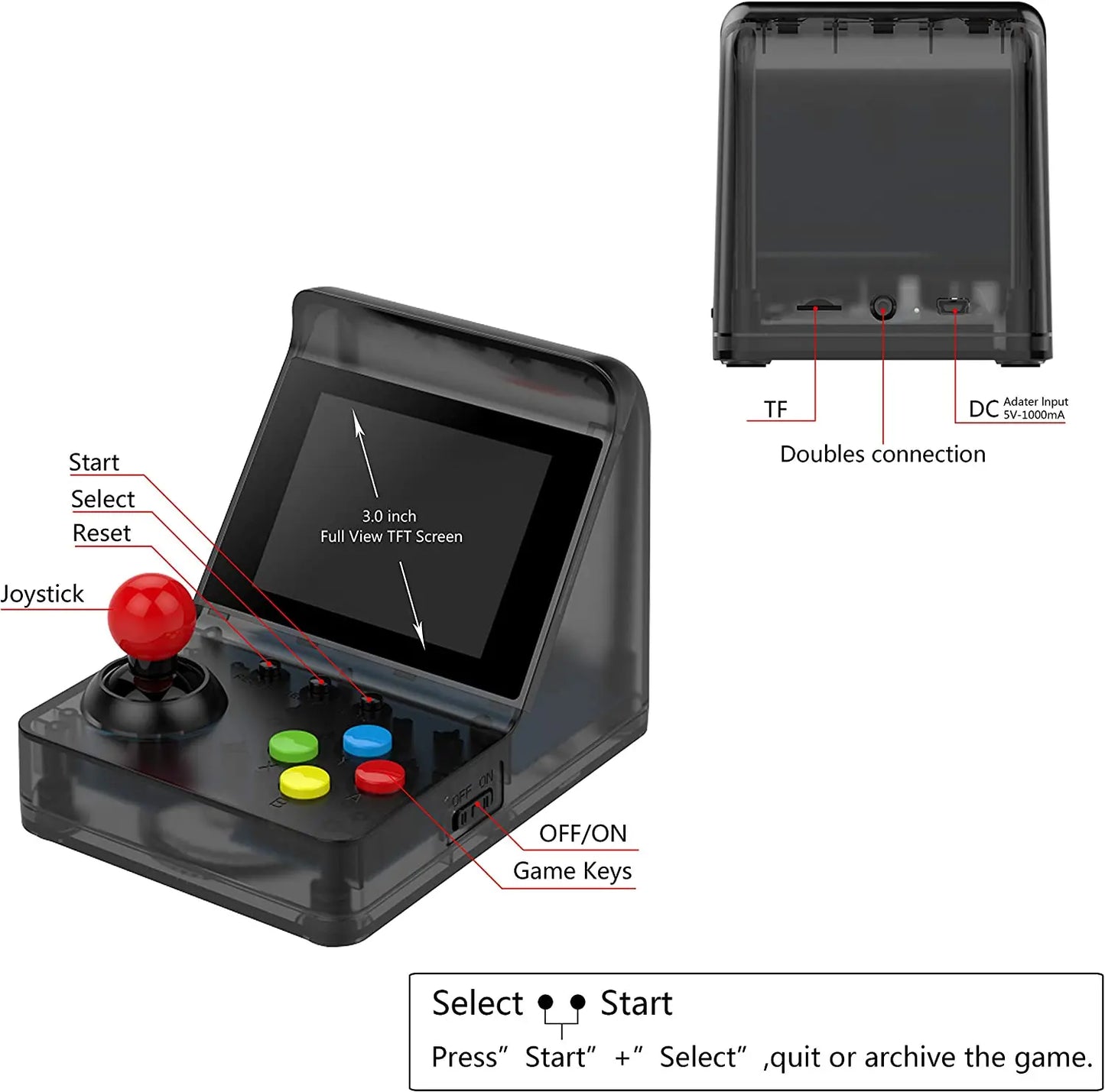 Arcade Mini Retro Console – 32-Bit Handheld with 500 Classic Games