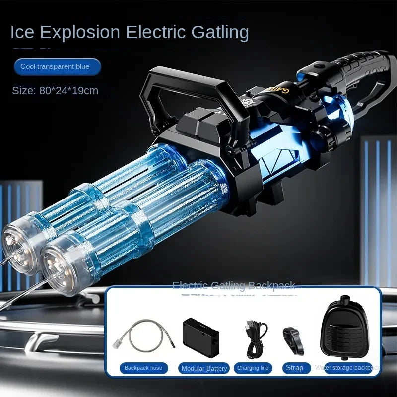 Spitfire Dual-Tube Electric Gatling Water Gun – High-Pressure Rotating Soaker with Large Capacity