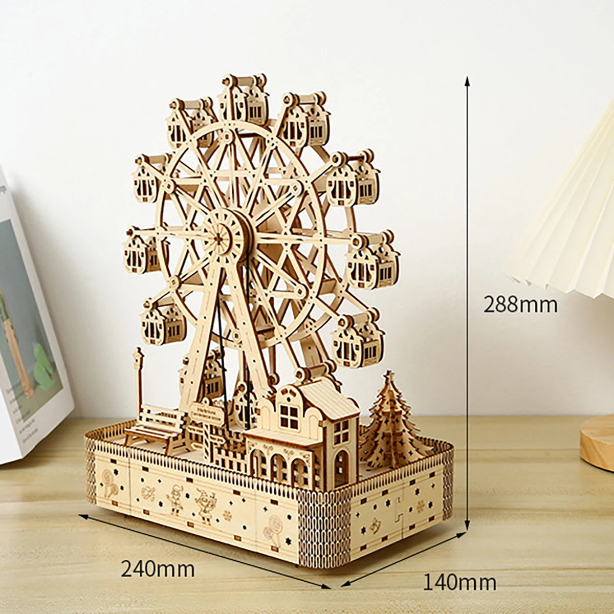 Ferris Wheel 3D Wooden Puzzle – DIY Mechanical Craft Kit & Brain Teaser