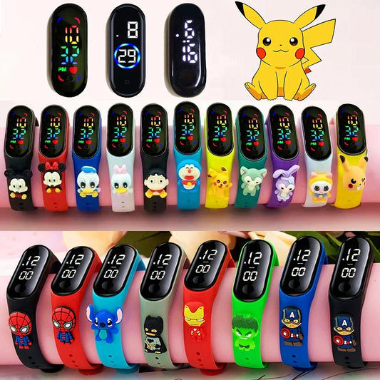 Kids LED Touch Watch – Pokémon, Avengers, Disney & More | Waterproof Cartoon Timepiece