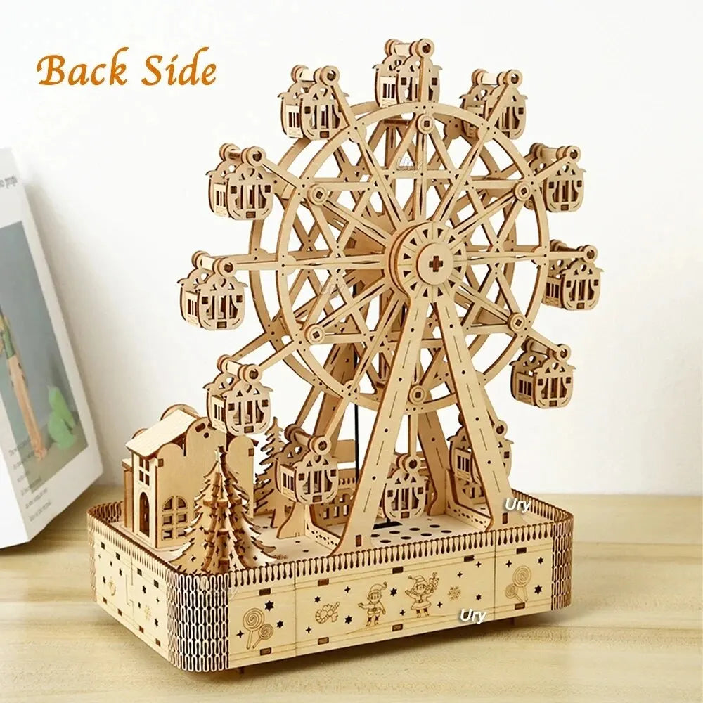 Ferris Wheel 3D Wooden Puzzle – DIY Mechanical Craft Kit & Brain Teaser