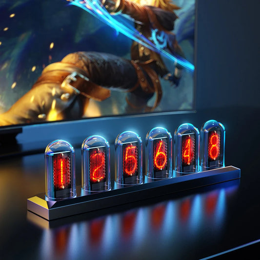 RGB IPS Nixie Tube Clock – LED Glow Display with HD Screen & Wi-Fi Sync